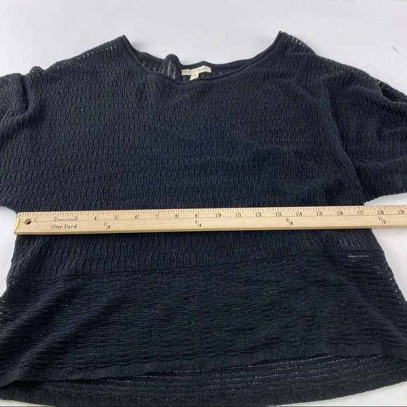 Eileen Fisher Women's Small Black Semi-Sheer Knit Sweater Short Sleeve - Picture 4 of 7